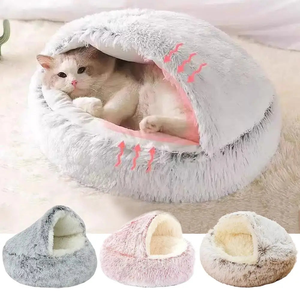 Cama de Inverno Redonda em Pelúcia para Gatos, Almofada para Gatos, Casa Quente para Gatos, Cesto para Gatos, Saco de Dormir para Animais de Estimação, Ninho para Gatinhos, Canil para Cães e Gatos
