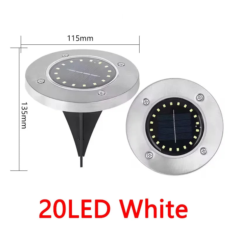 8/20 LED Solar Disk Lights Waterproof Outdoor Garden Path Lamp