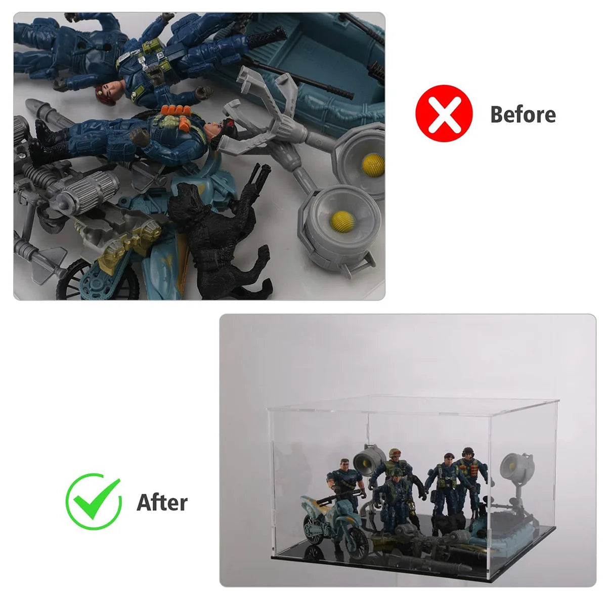 1:14 Scale Transparent Acrylic Display Box, Suitable for Protecting and Displaying Toy Cars, Model Building Blocks, Small Collectibles and Figurines (Inner Ring Size 37X19X12Cm)