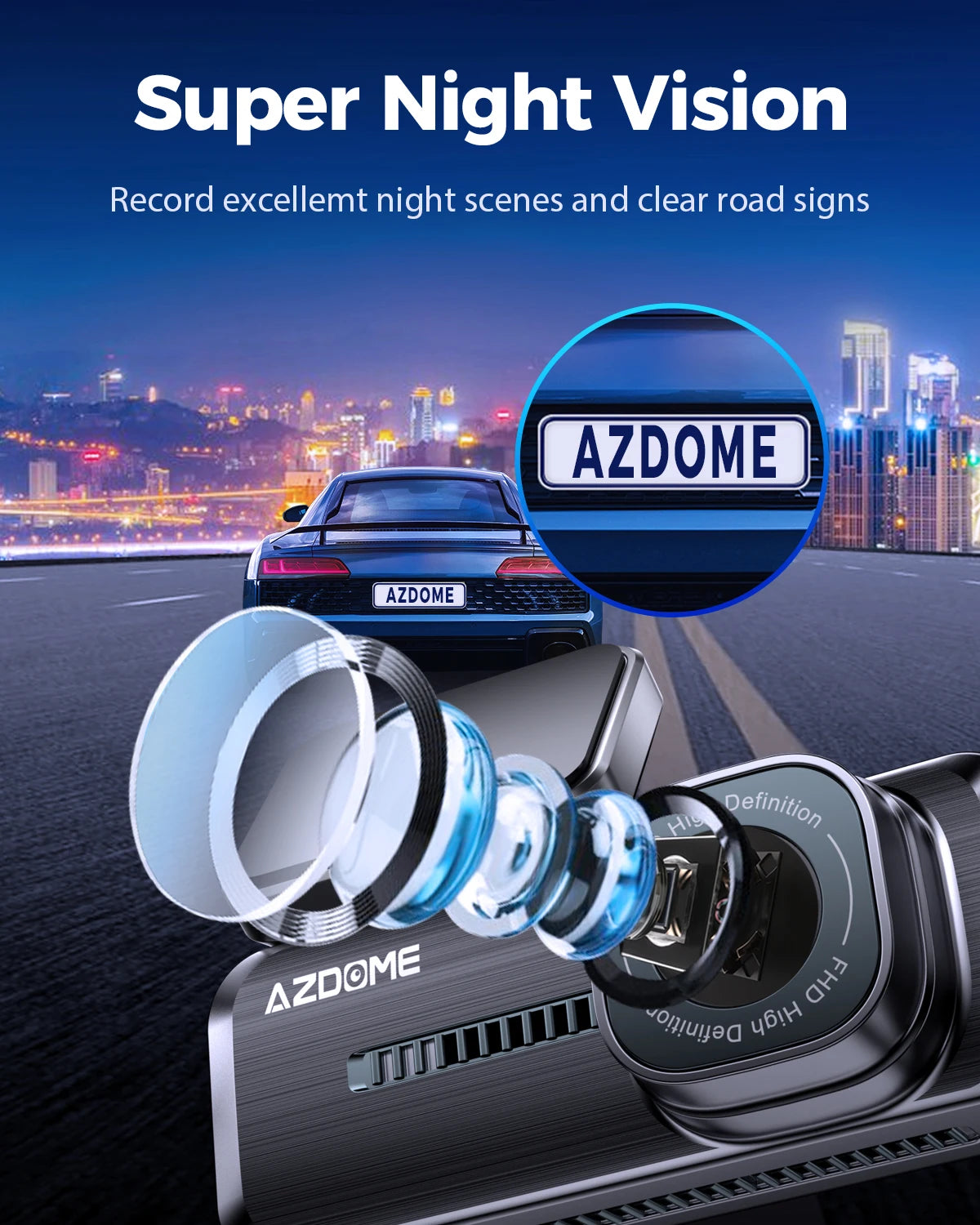 AZDOME M200 Dash Cam English Voice Control 2K Car DVR WiFi Camera for Vehicle Night Vision G-Sensor 24H Parking Monitor