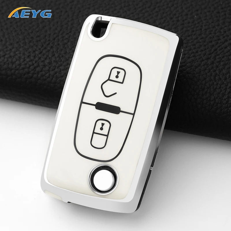 TPU Car Remote Key Case Cover For Peugeot Partner Citroen Berlingo C3 Picasso 2009 2010 2011-2016 Key Chain Accessories