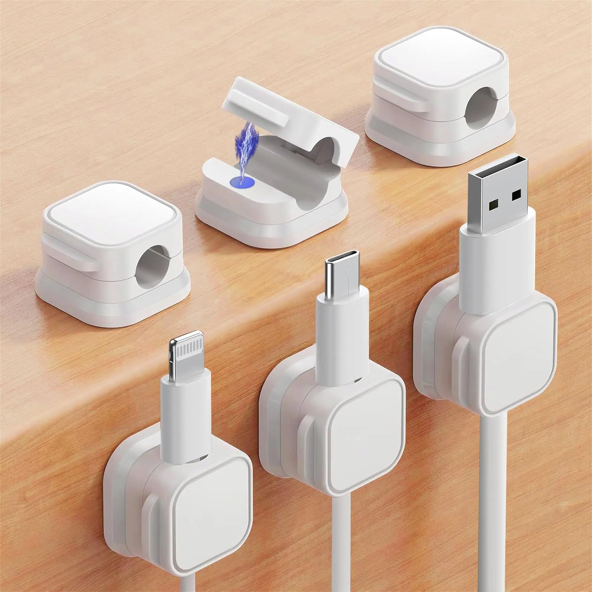 6/12/18 PCS Magnetic Cable Organiser Clips Cable Management Wire Manager Cord Holder Charging Cable Winder Wall Mounted Hook