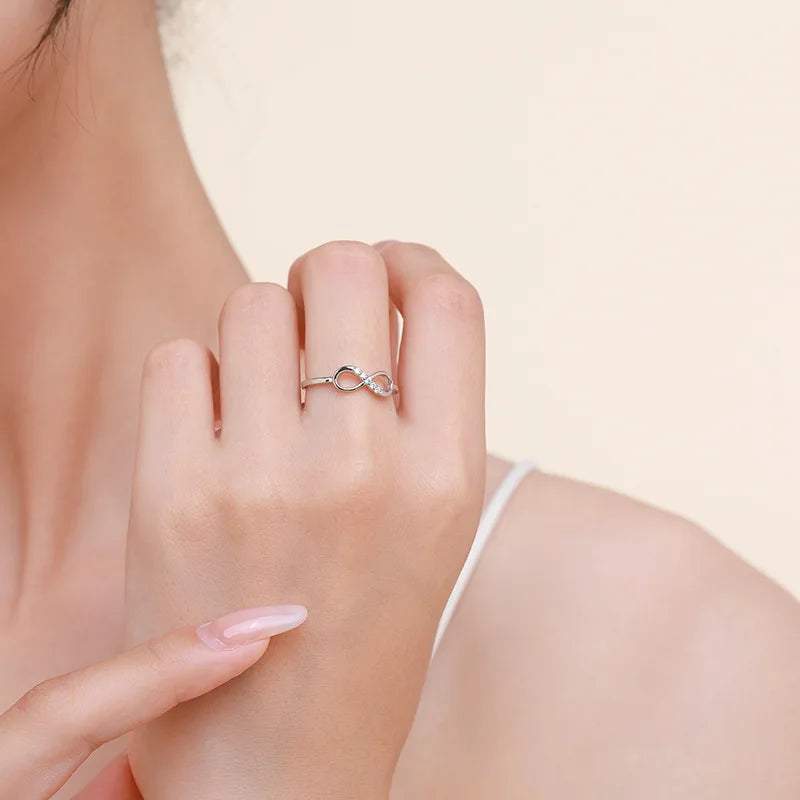 Dainty Infinity Promise Ring Gold / Silver Style CZ Eternal Band