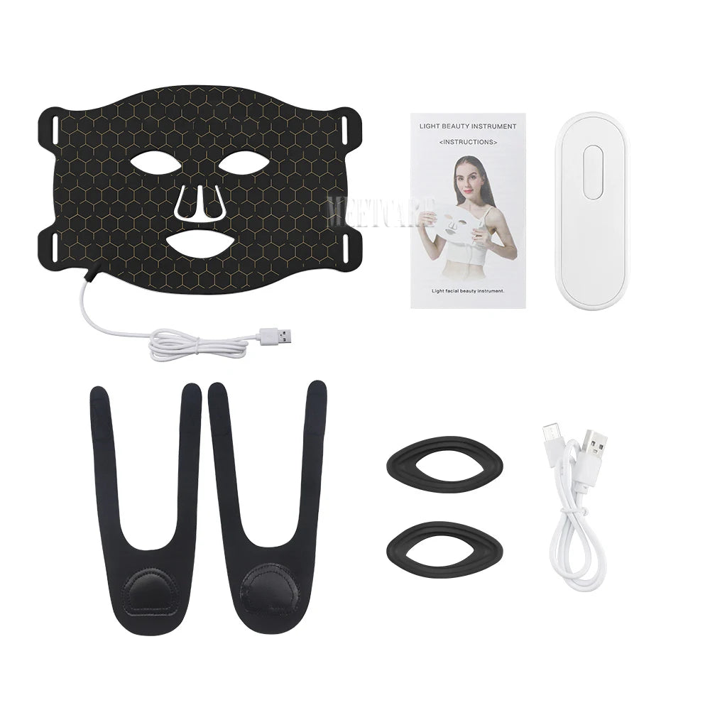 7 Colors LED Facial Mask Light Therapy Silicone Photon Beauty Mask for Lift Face Anti Shrink Pore Skin Repair Whiten Oil Control
