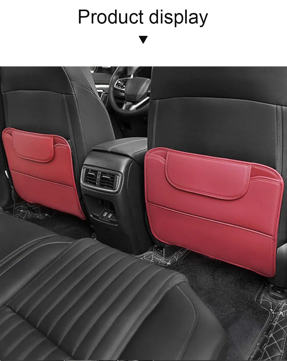 BLALION PU Leather Car Anti-kick Pad Auto Seat Back Organizer Storage Bag Car Backseat Anti Scratch Protector Pads with Cover