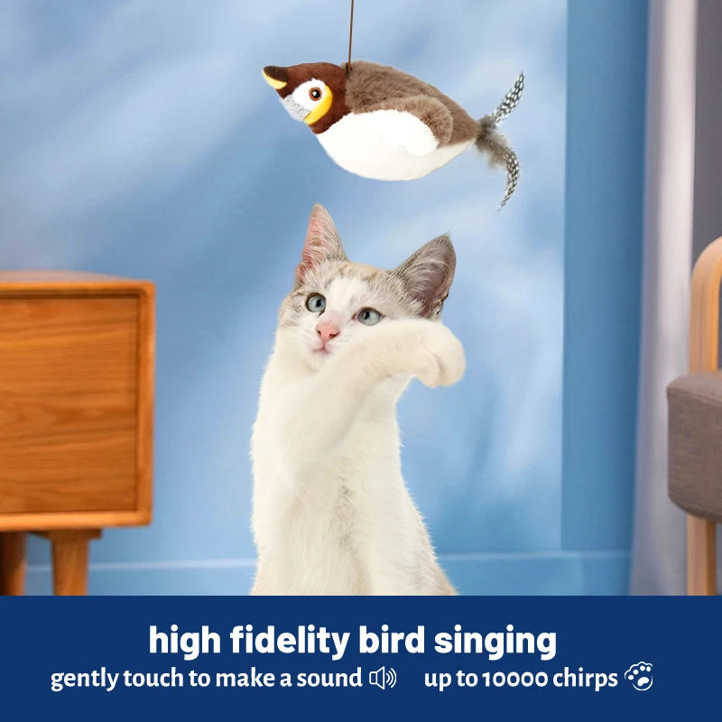 Interactive Flapping Bird Cat Toy with Catnip & USB Charging