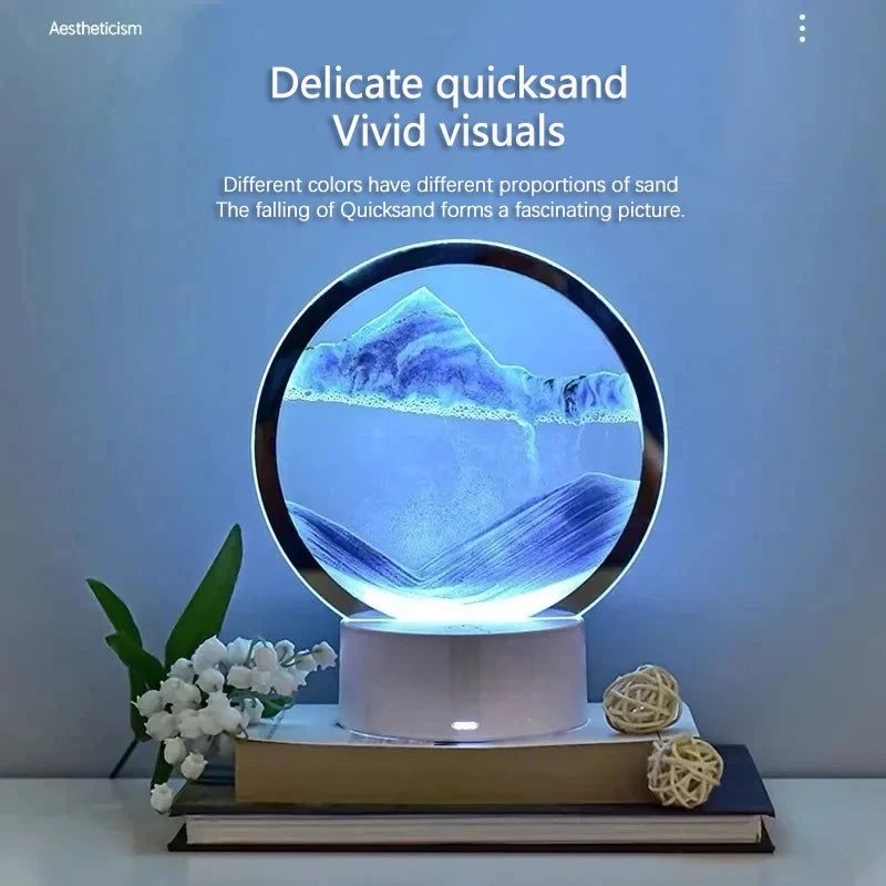 AuraSphere RGB – 3D Moving Sand Art Lamp with 16-Color LED