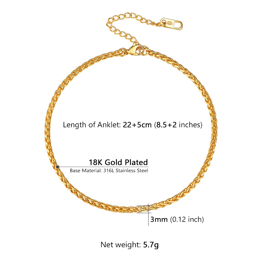 Stainless Steel Multi-Style Anchor and Curb Chain Anklet