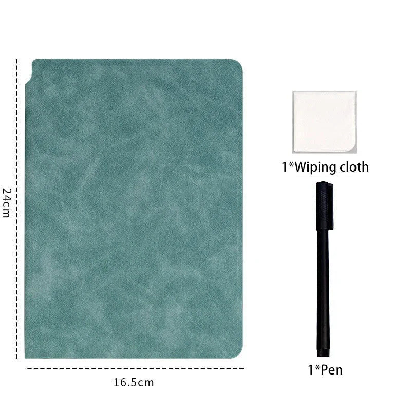 Reusable Whiteboard Notebook Weekly Planner Portable A5 Stylish Office Notebooks Leather Memo Free Whiteboard Pen Erasing Clot
