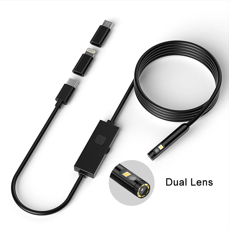 HD1080P Endoscope 3in1 Micro USB Type-C Single Dual Camera for IOS iphone Android Phones Waterproof Pipe Inspection Borescope