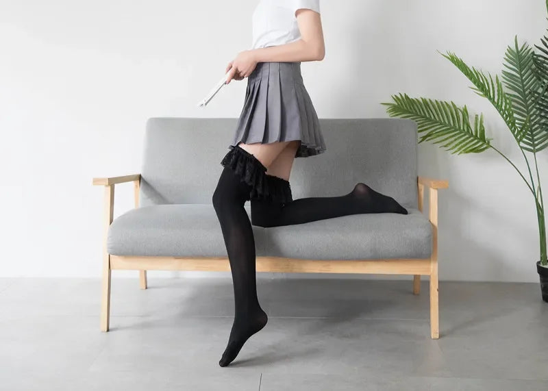 Lace Ruffle Lolita Knee-High Cosplay Socks
