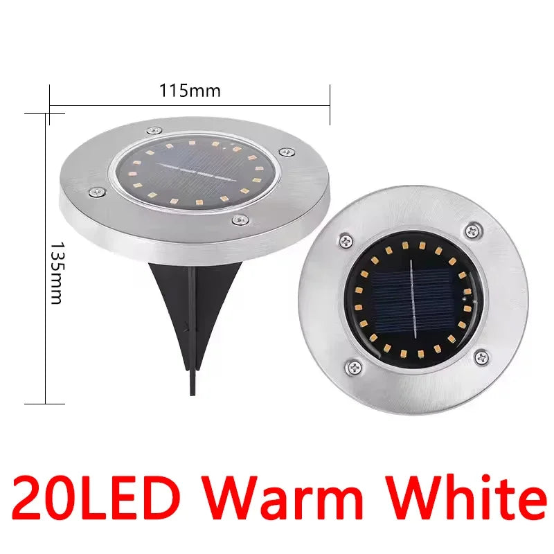 8/20 LED Solar Disk Lights Waterproof Outdoor Garden Path Lamp