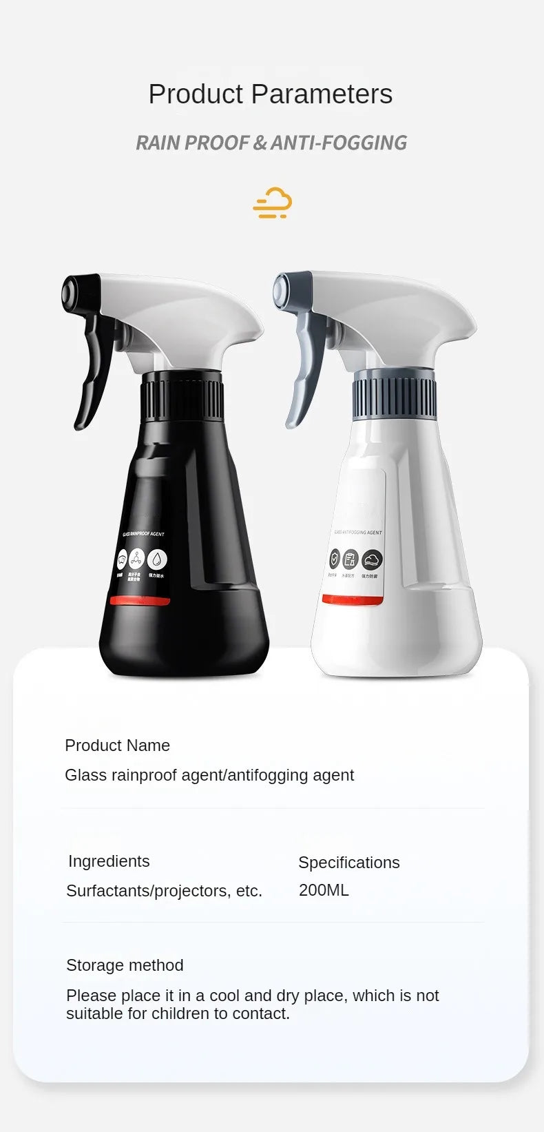 Car Glass Anti-Rain Spray Auto Water repellent Coating Agent Waterproof Rainproof Anti-fog Glass Cleaner Auto Windshield Clear