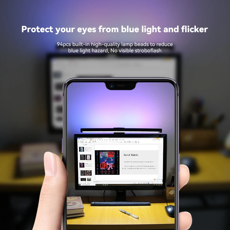 Computer Monitor Light Bar RGB Rhythm Screen Hanging Lights Stepless Dimming Desk Lamp For Study Reading Gaming Table Lighting