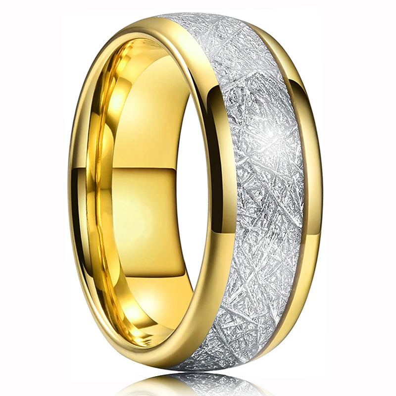 8mm Brushed Stainless Steel Step Edge Ring Multi-Color Collection