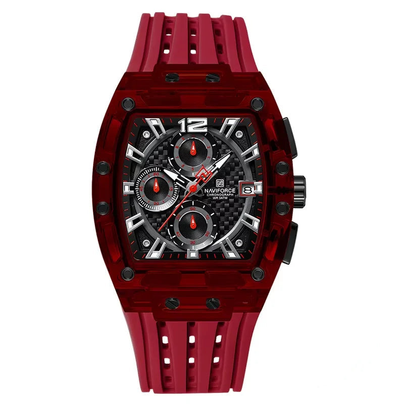 Naviforce NF7105 Tonneau Quartz Chronograph 5ATM Silicone Watch