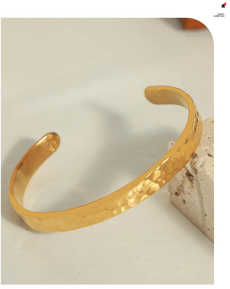 Pulseira de Aço Inoxidável com Textura Natural para Mulher Banhado a Ouro 18k de Alta Qualidade Sem Desvanecimento Pulseiras e Braceletes para Mulher