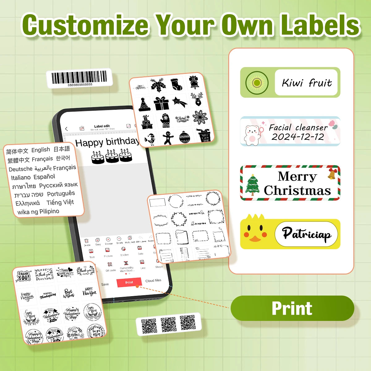Marklife P15 Mini Portable Label Printer Smart Pocket Printer Thermal Adhesive Sticker Labeling Machine ot 3PK Label Paper NoInk