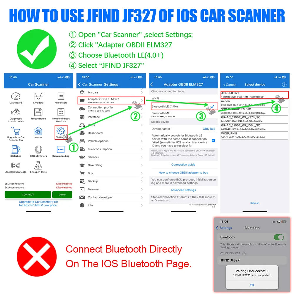 JFIND ELM327 V1.5 OBD2 Bluetooth 5.1 PIC18F25K80 Auto Scanner For Android IOS Code Reader OBD2 Car Diagnostic Tool elm 327 V1 5