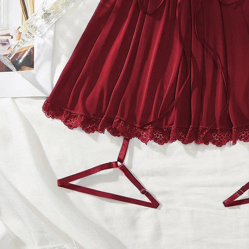 3-Piece Hot Babydoll Lingerie Set with Garter Belt