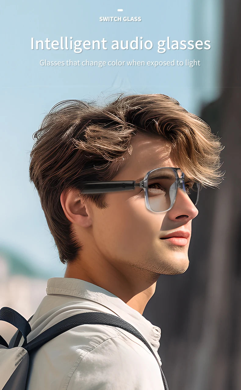 2025 NEW Smart Glasses Ai Voice Assistant Touch Music Control Anti-UV Color-Change Lenses Bluetooth Call Headphone for Men Women
