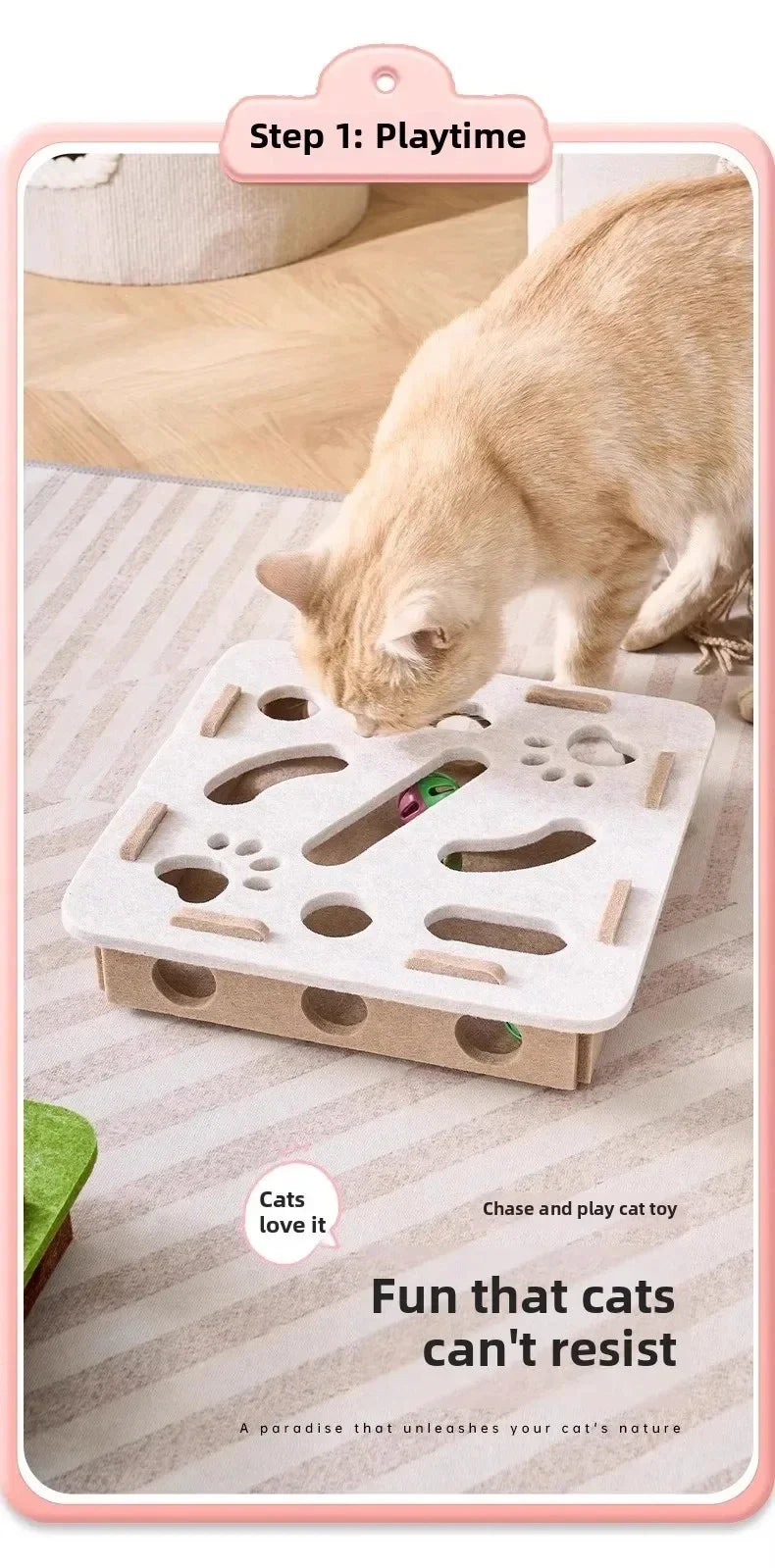 Interactive Suede Puzzle Box and Ball Exercise Cat Toy