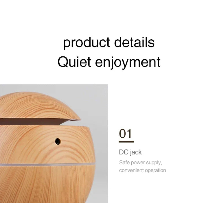 USB Ultrasonic Cool Mist Sprayer Essential Oil Diffuser Wood Grain Electric Air Humidifier Purifier for Home office and Car
