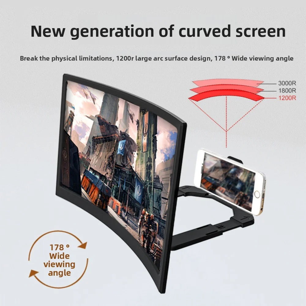 New Ultra Clear Curved Screen Magnifier for Phones Mobile Screen Amplifier Stand Eye Protection HD Expander