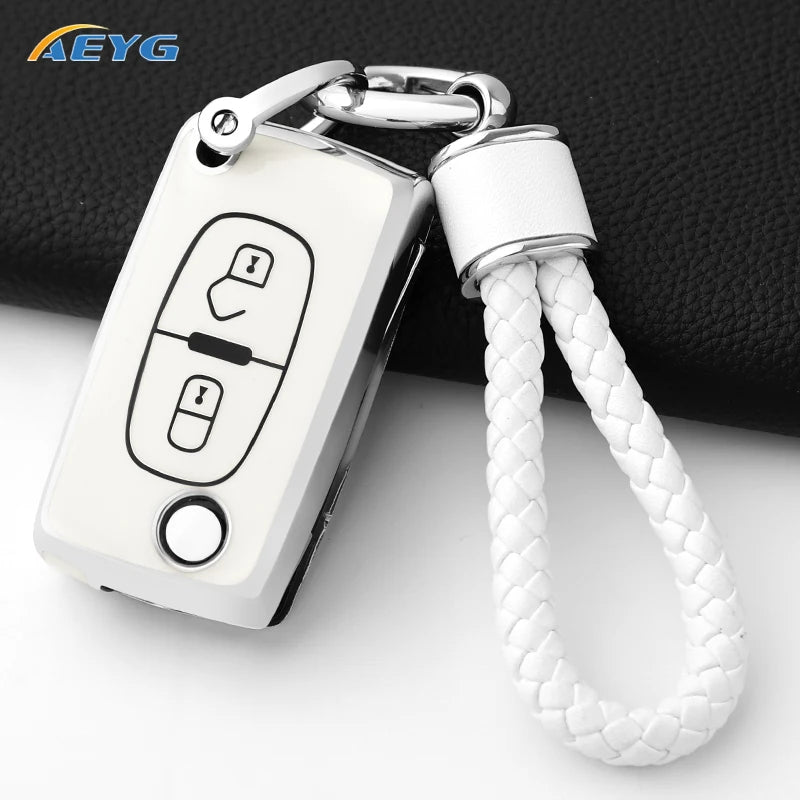 TPU Car Remote Key Case Cover For Peugeot Partner Citroen Berlingo C3 Picasso 2009 2010 2011-2016 Key Chain Accessories