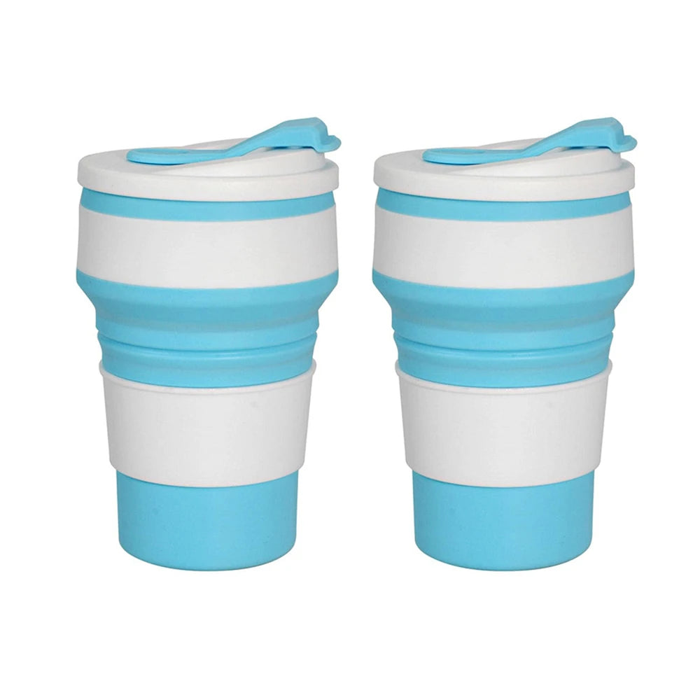 350ml Collapsible Silicone Travel Coffee Cup with Lid