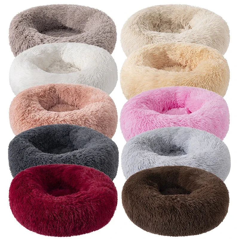 Cama Para Animais De Estimação Super Macia Para Gatos Pelúcia Tamanho Normal Lavável Cama Calmante Cama Donut Artefacto De Dormir Confortável Adequado Para O Inverno