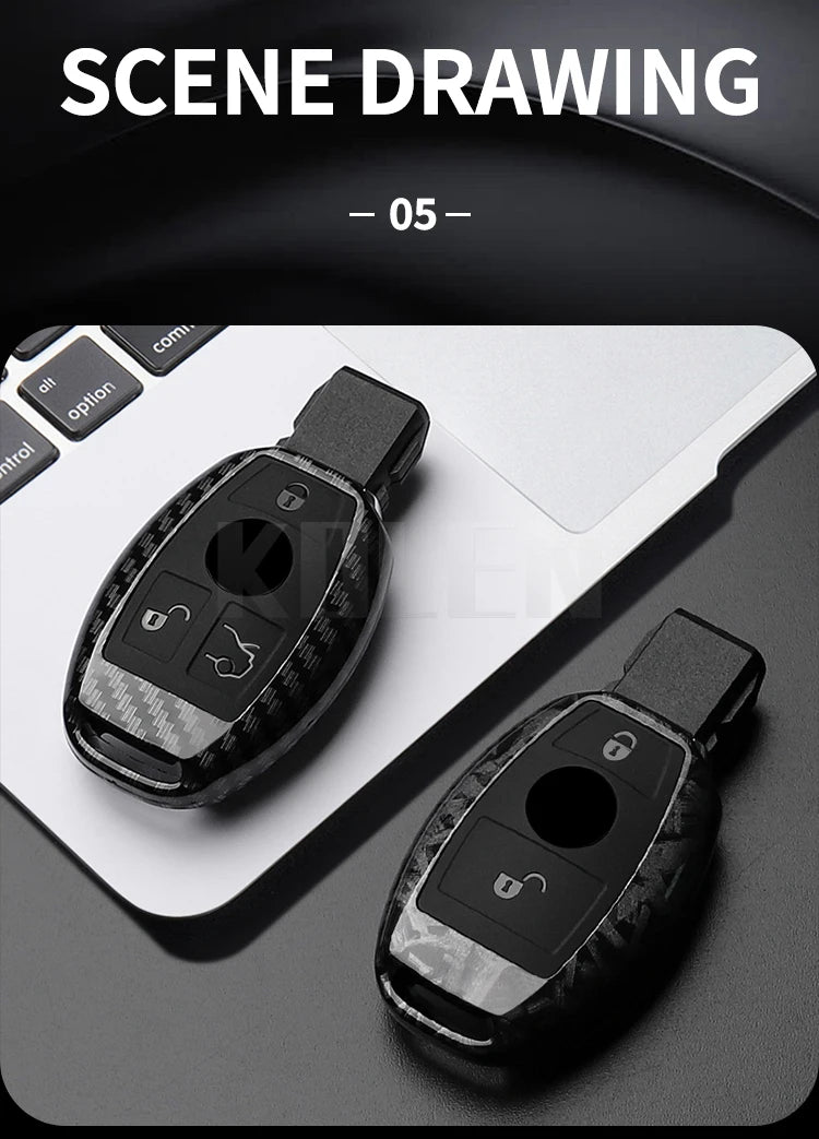 ABS Carbon Fiber Style Car Key Case Cover For Mercedes Benz W204 W205 W212 W213 W176 W177 W219 A B C E S G Class GLC CLA AMG Fob