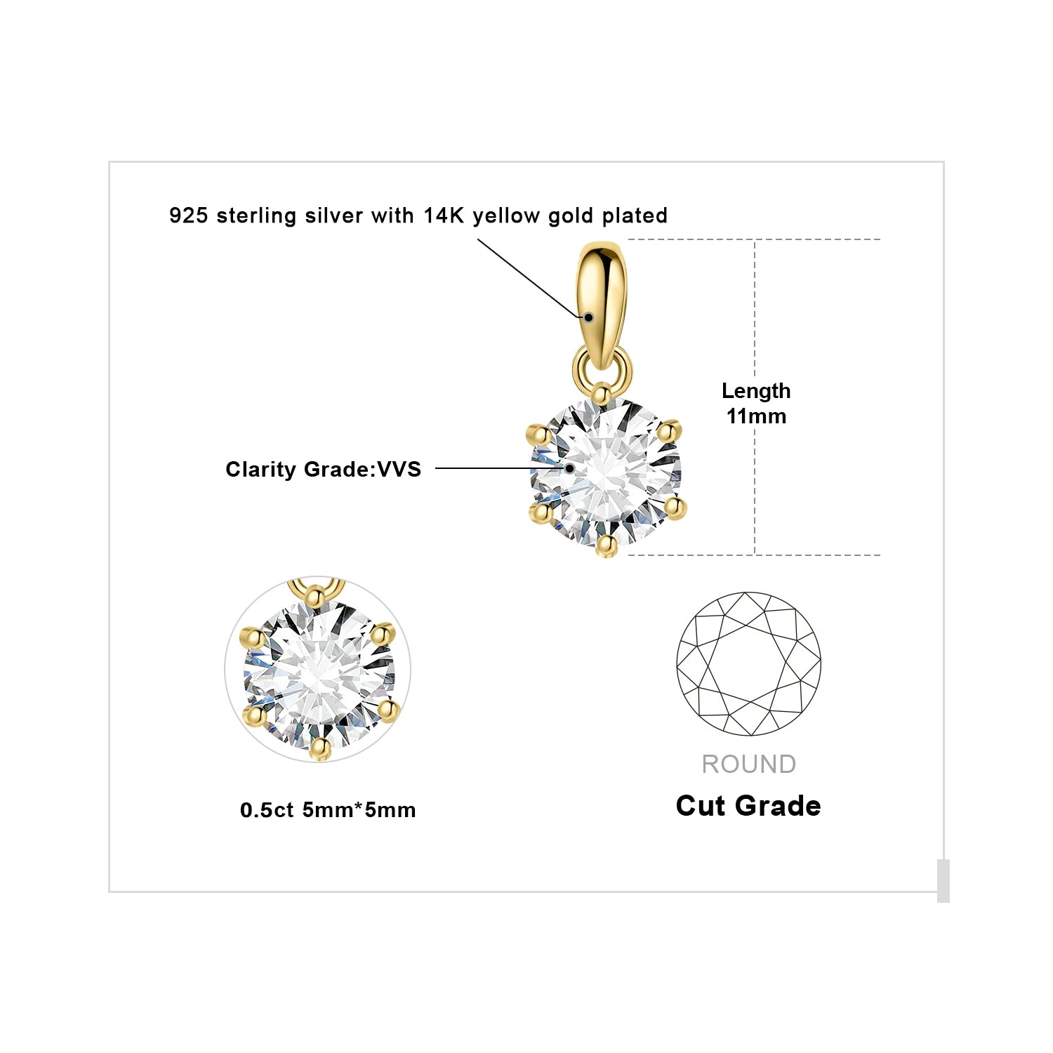 Round Cut Moissanite Solitaire Pendant