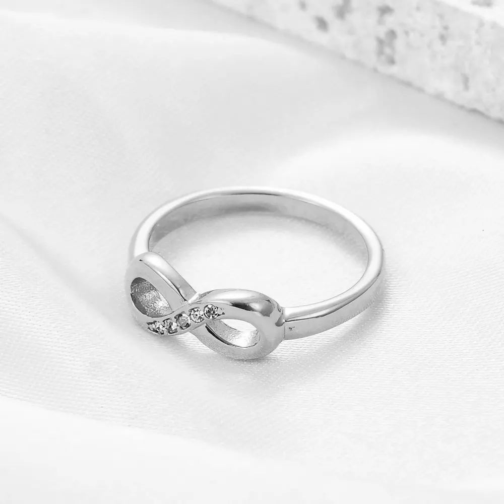 Dainty Infinity Promise Ring Gold / Silver Style CZ Eternal Band