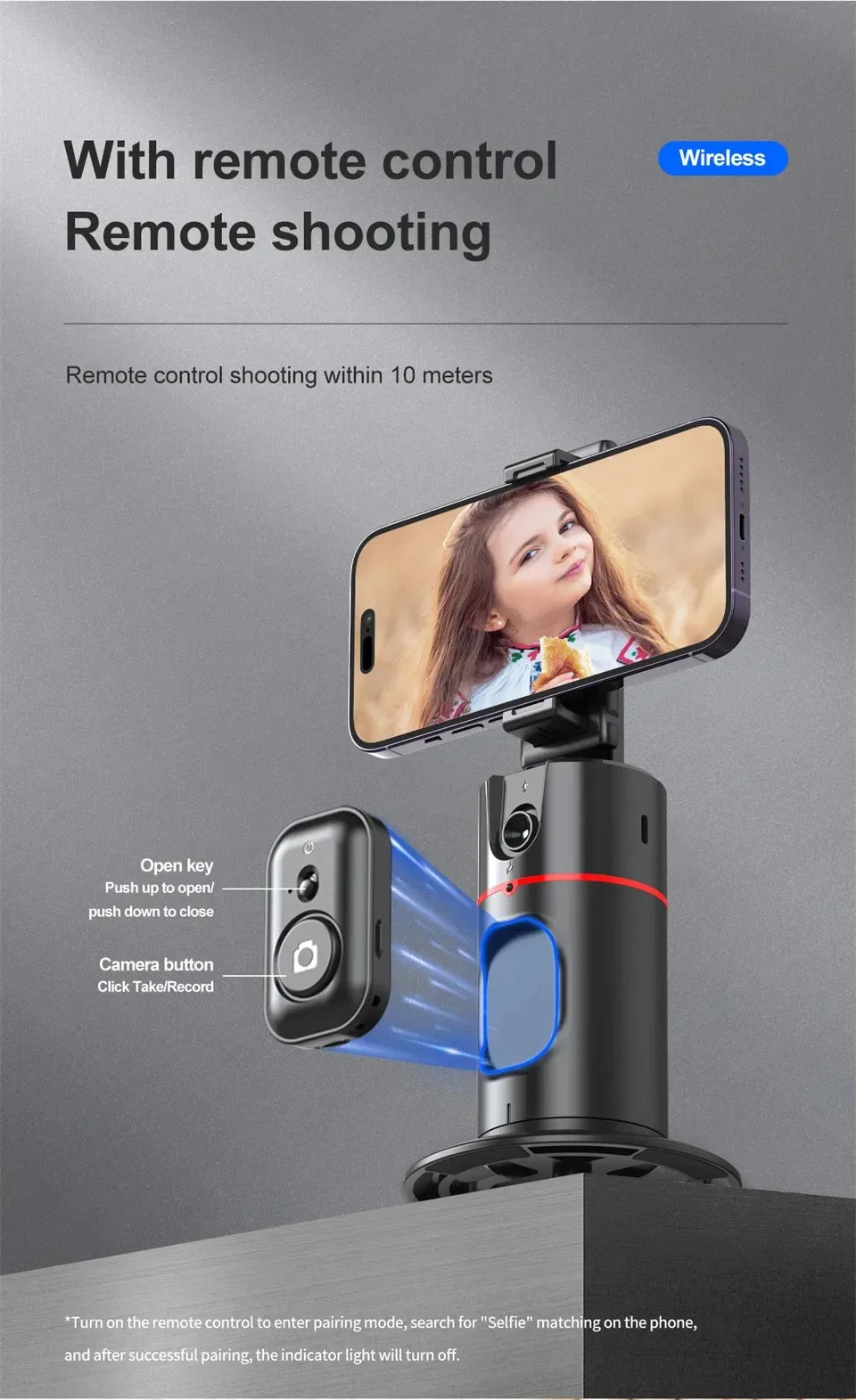 Auto Face Tracking Tripod 360°Rotation,No App, Gesture Recognition Phone Camera Mount Smart Shooting Phone Holder for Live Video