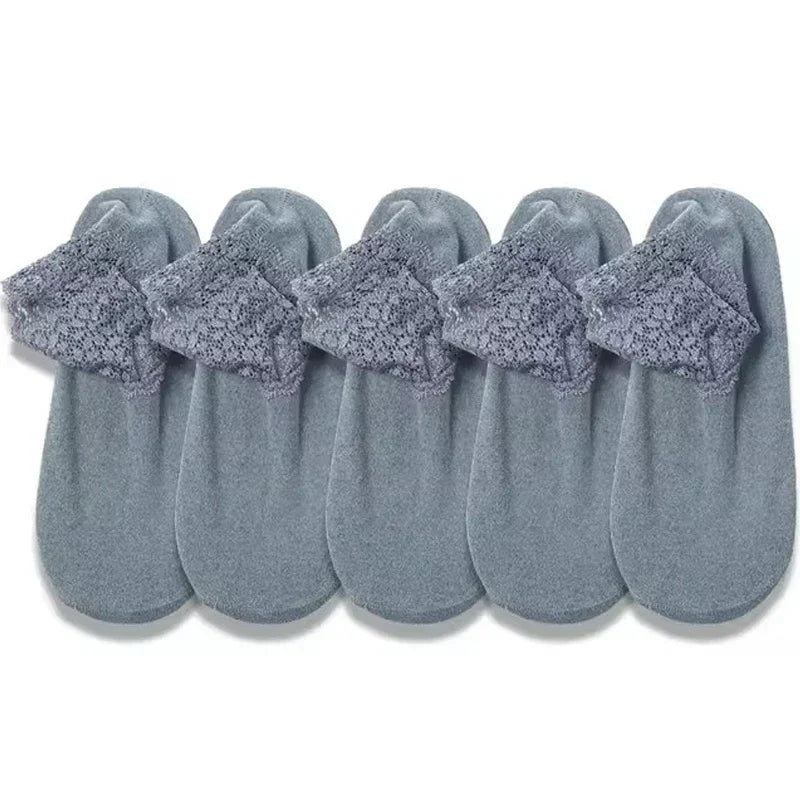 Women's Anti-Slip Thermal Velvet Floor Socks with Lace