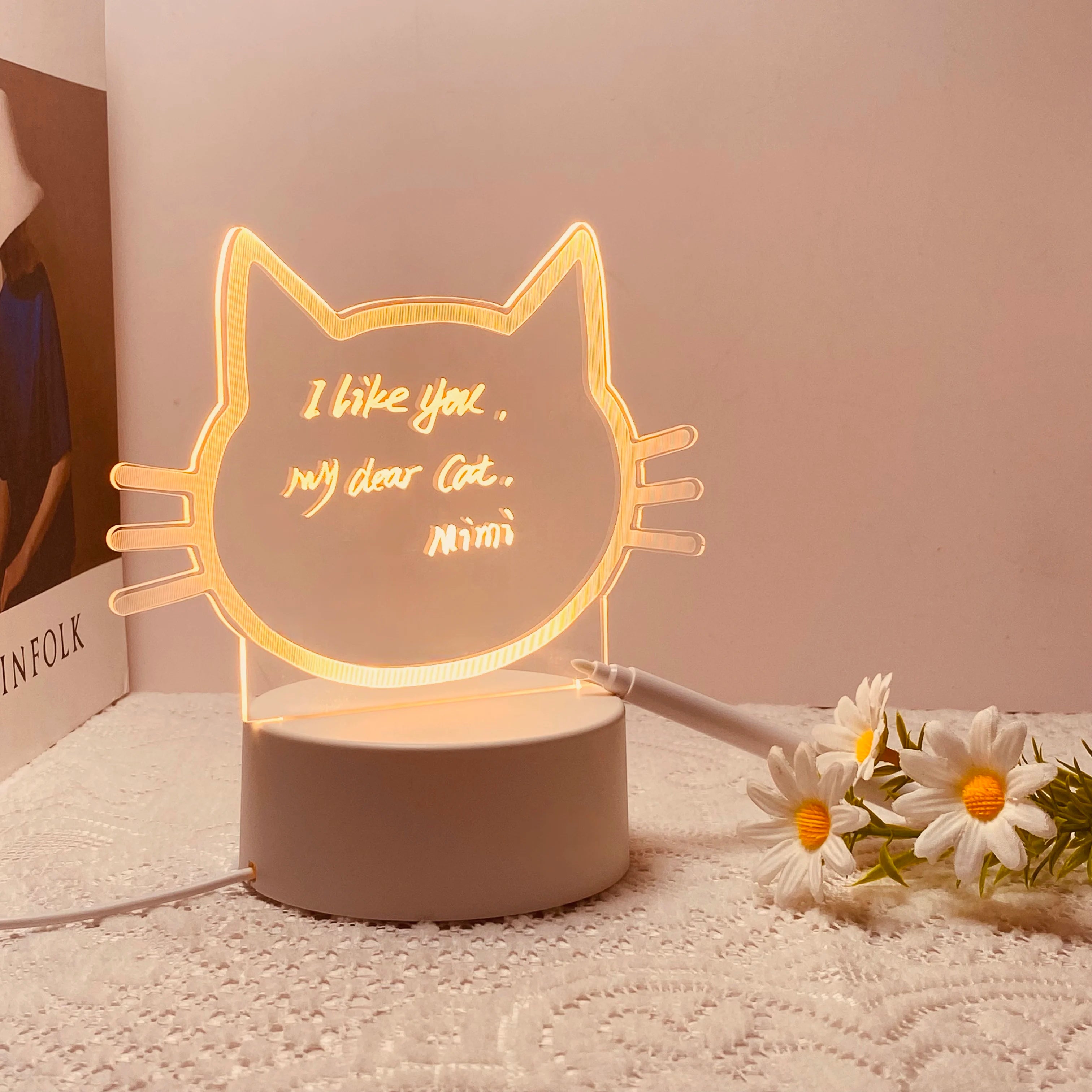 1pc DIY message board night light, USB table light, companion sleeping light, Thanksgiving, birthday gift table light for friend