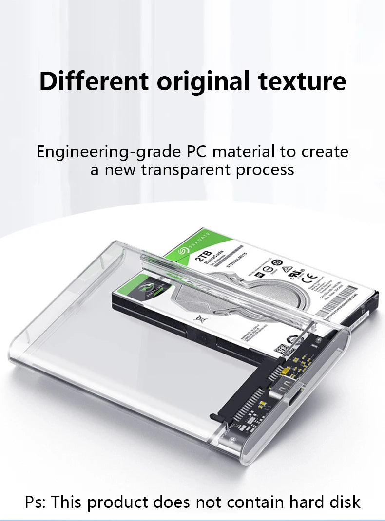 UTHAI TM05 Type-C Transparent Box HDD Enclosure 3.1 Notebook 2.5 Inch SSD Solid State Mechanical Mobile Hard Disk Box USB3.1
