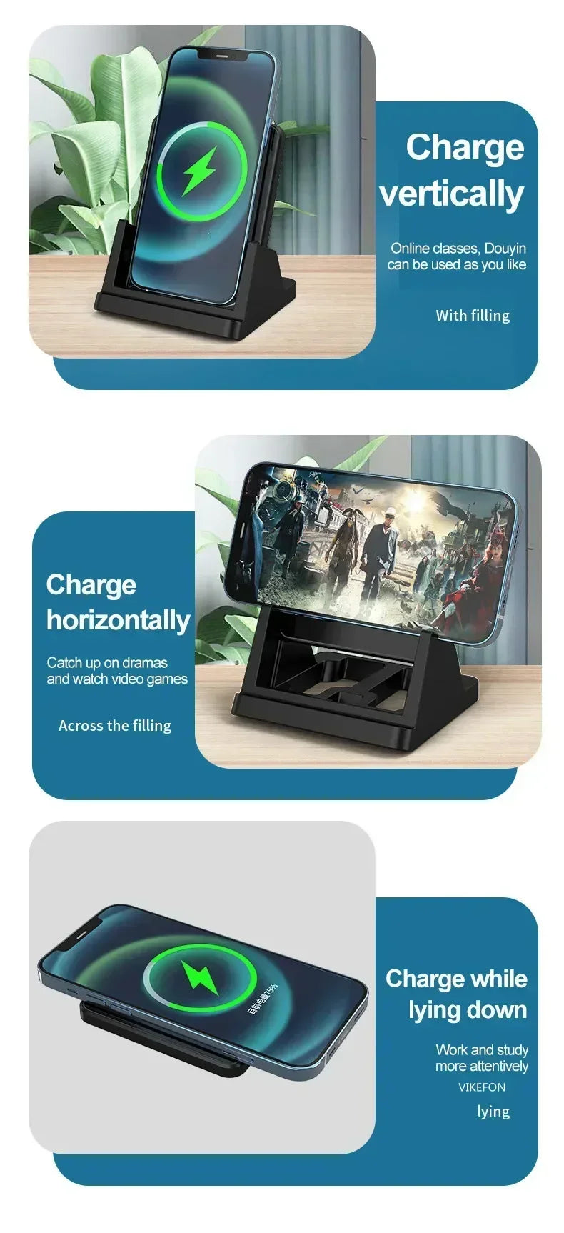 30W Wireless Charger Removable Desktop Vertical Holder Stand For iPhone 16 15 14 13 12 Samsung S25 Xiaomi 15 Quick Charging Dock