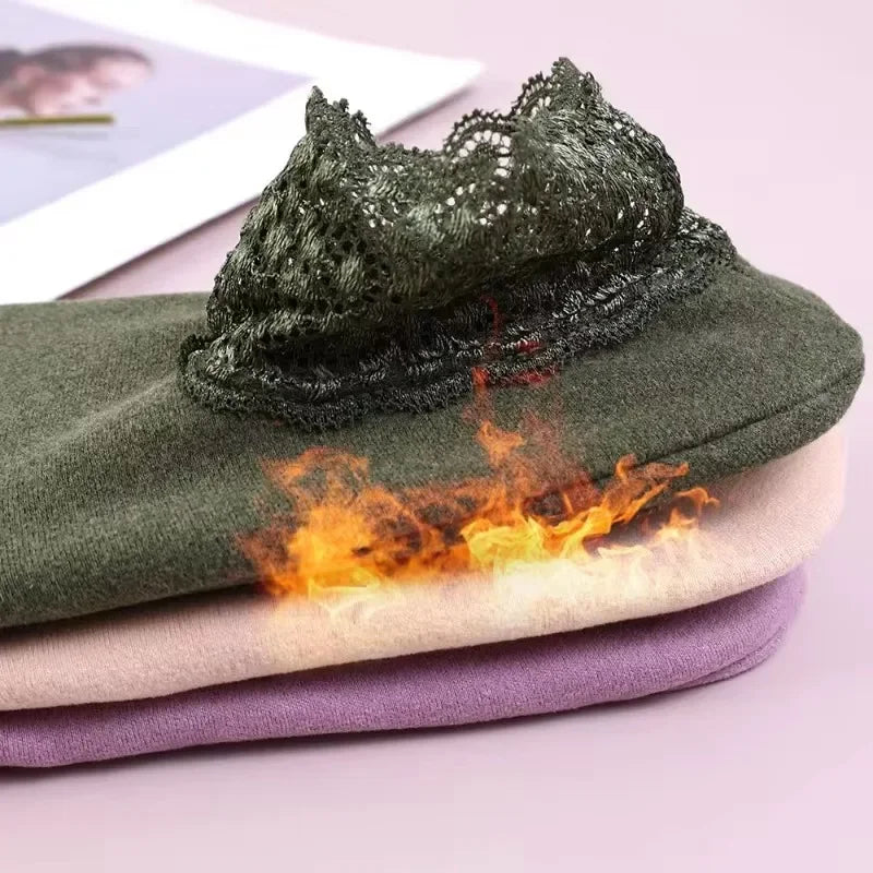 Women's Anti-Slip Thermal Velvet Floor Socks with Lace