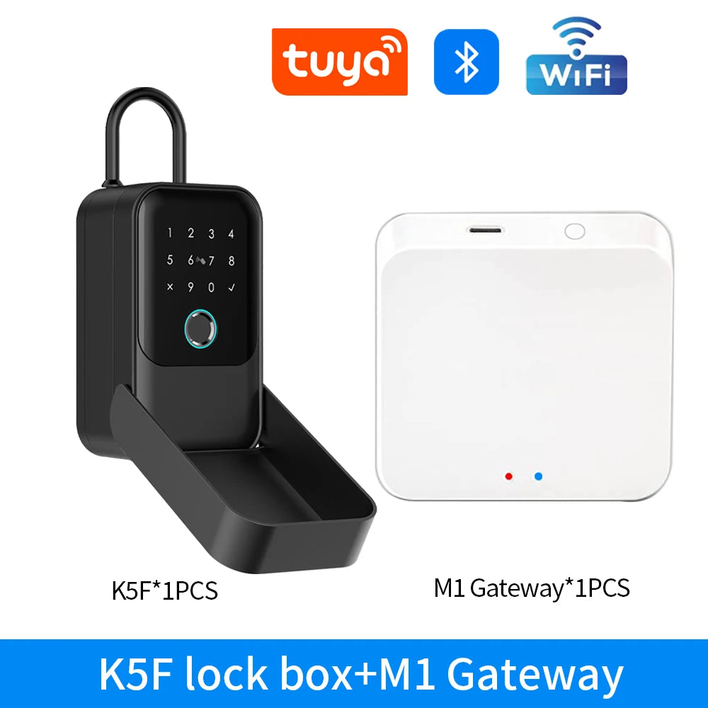 Waterproof Key Safe Box Smart Fingerprint Storage Secret Key Safety Box Tuya or TTlock App Bluetooth to WiFi Hub Unlock Padlock