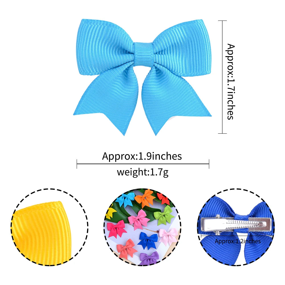 Conjunto de 10 Ganchos de Cabelo de Laço de Cor Sólida para Meninas Bebés, Fitas de Cabelo Artesanais com Laço, Mini Molas de Cabelo, Acessórios de Cabelo