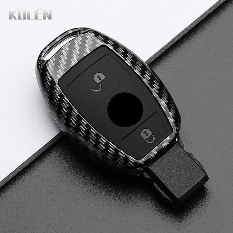 ABS Carbon Fiber Style Car Key Case Cover For Mercedes Benz W204 W205 W212 W213 W176 W177 W219 A B C E S G Class GLC CLA AMG Fob