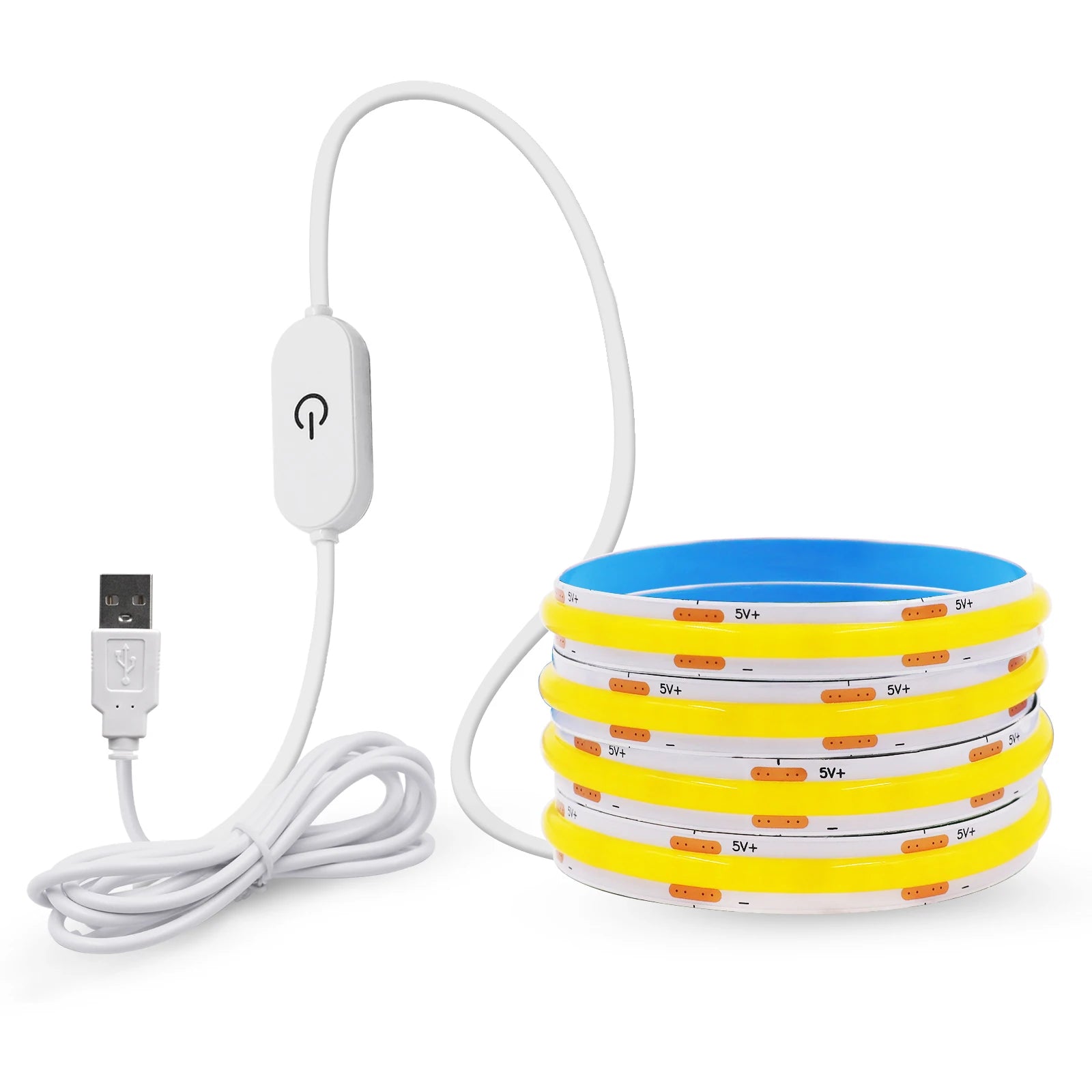New 5V LED COB Light Strip Dimmable With Touch Sensor/ON OFF Switch USB Flexible LED Tape Christmas TV Backlight Adhesive Tape