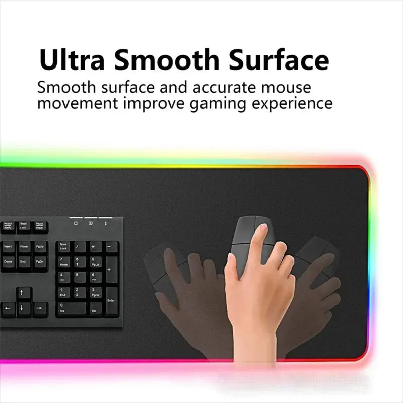 400x900 World Of Warcraft LED Backlight Gaming Mousepad HD Printing RGB Mouse Pad Non-Slip Rubber Deskmats Keyboard Desk Mat XXL