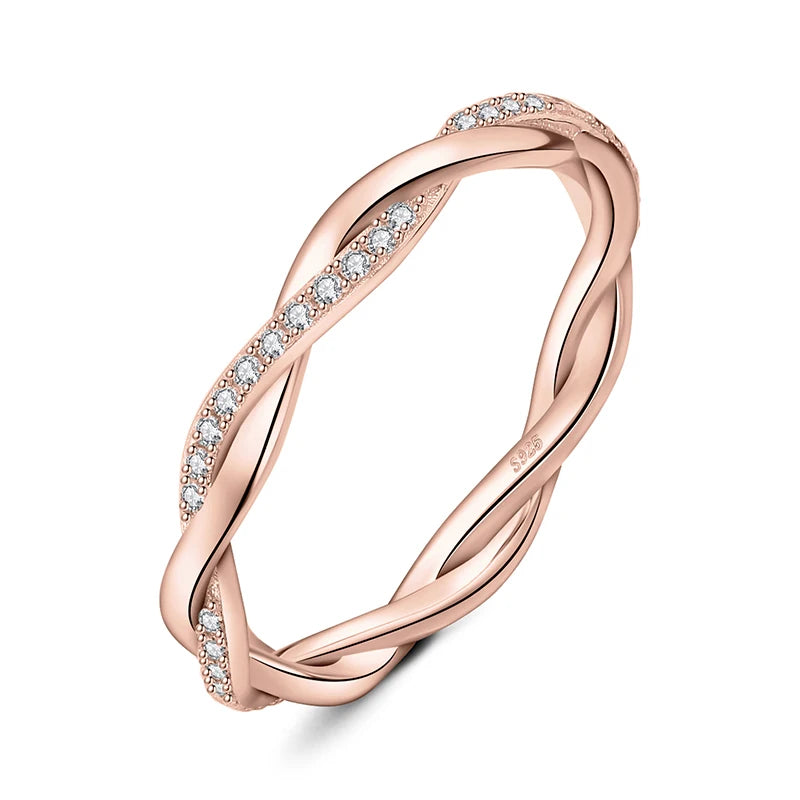 Moissanite Twisted Rope Rotating Infinity Ring