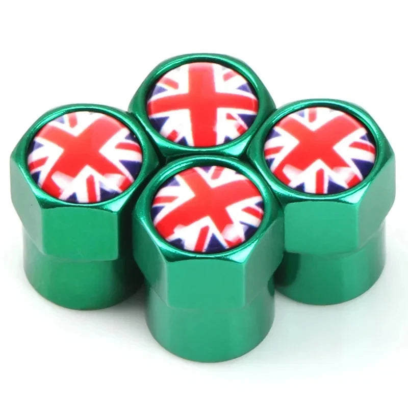 4Pcs UK Flag Car Wheel Tire Stem Air Valve Caps Covers For MINI COOPER S JCW F55 F56 R55 R56 R60 F60 Exterior Auto Accessories