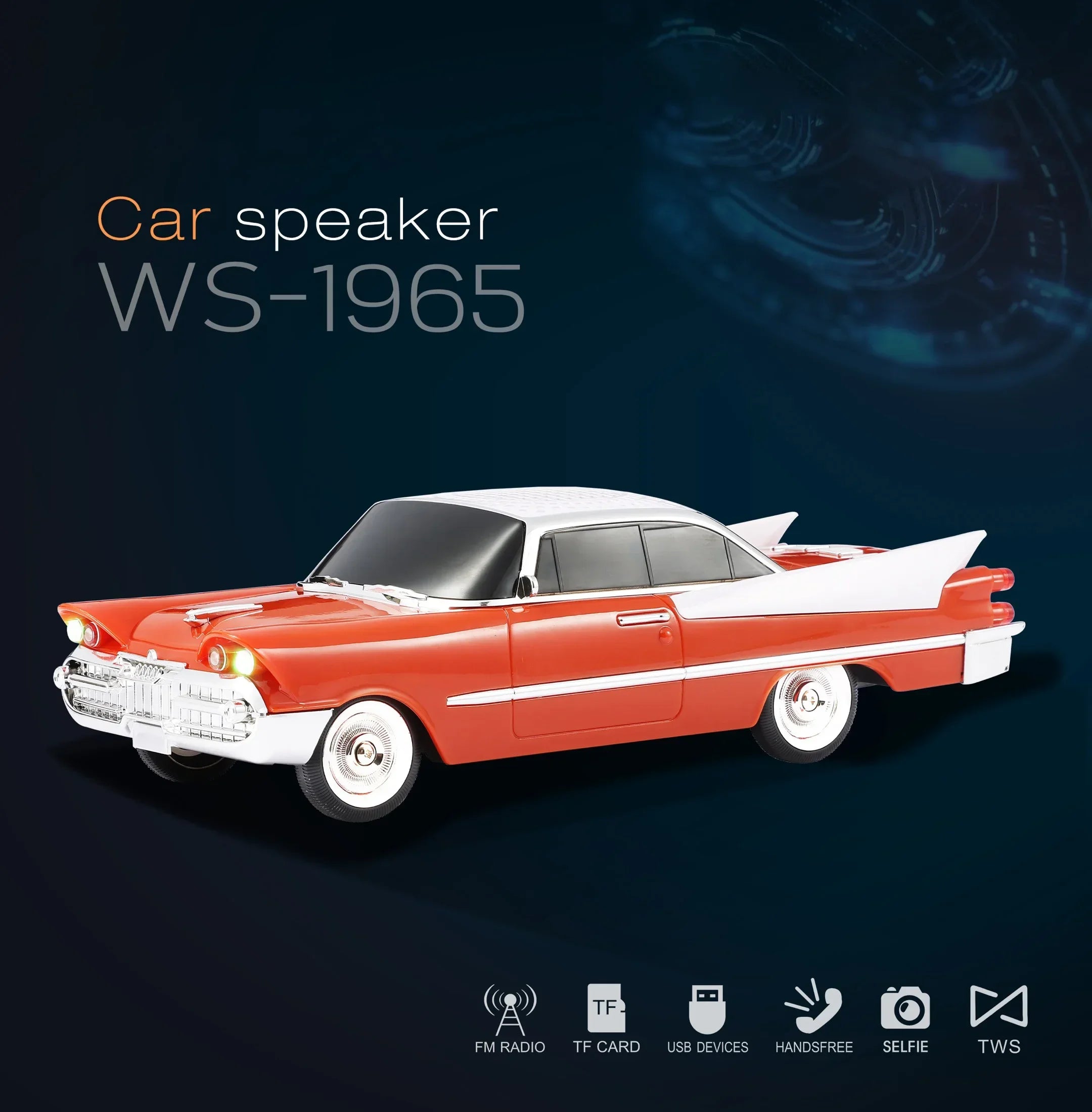 WS-1965 Classic Car Shaped Bluetooth Speaker with Subwoofer Support U Disk TF Card Fm Radio Portable Vintage HIFI Stereo Boombox