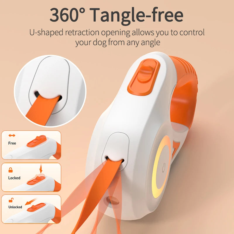 5M LED Luminous Retractable Dog Leash for Night Safety