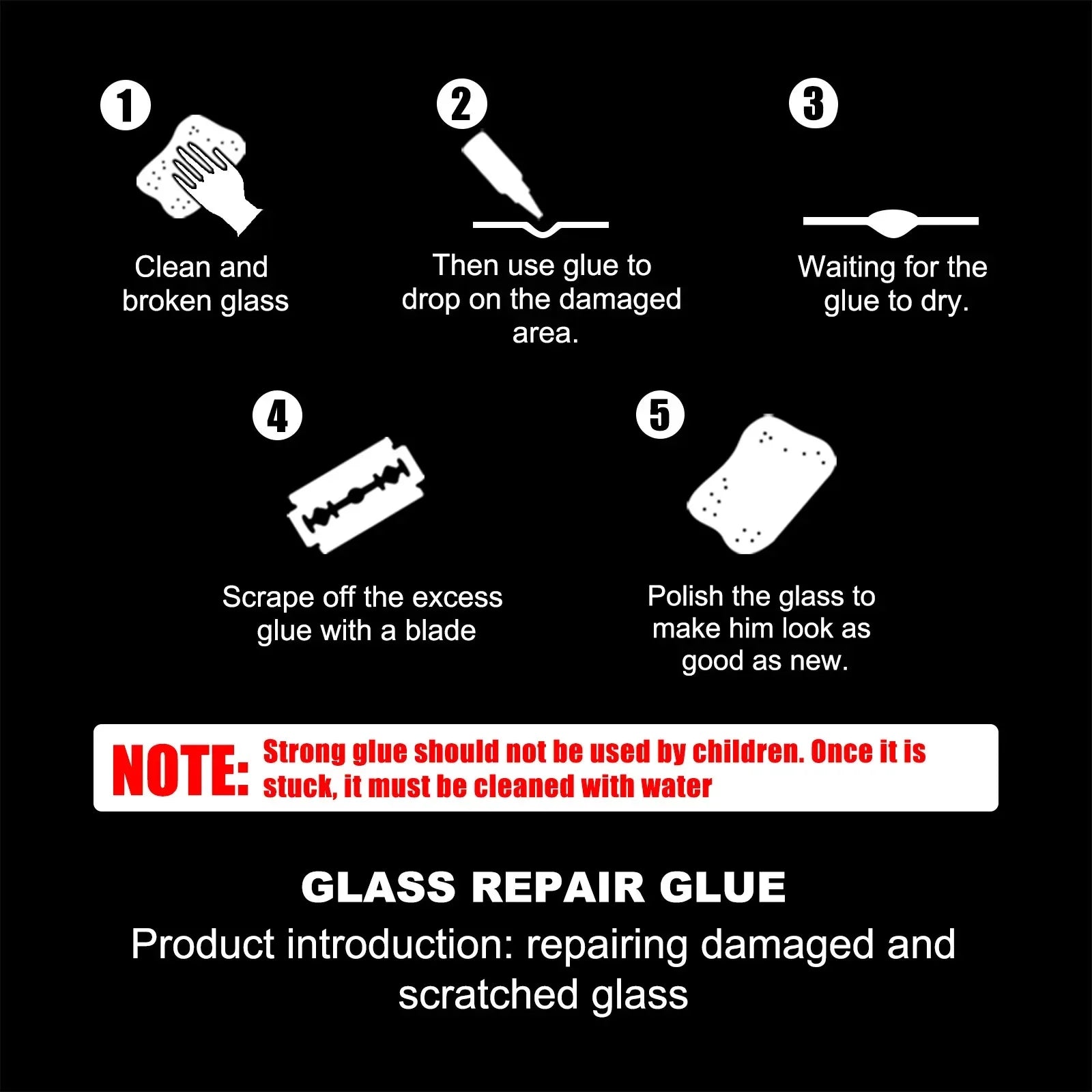 Car Windshield Repair Kit DIY Glue Quick Fix Car Glass Crack Repair Agent Chips Cracks Combined Repair for All Types of Glass
